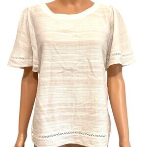 Caslon small cotton textured top eyelet trim blouse TB 3261